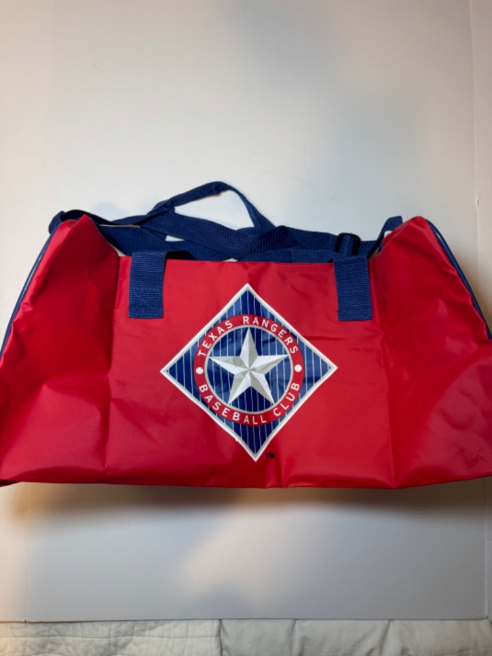 Vintage Texas Rangers PVC Duffle Bag Red Blue Travel Gym Bag